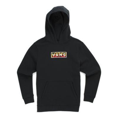 Vans Kids Easy Box Fill Pullover Hoodie (black Flames)