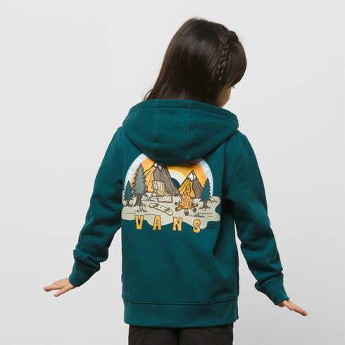 Vans Little Kids Off The Wall Vibes Full Zip Hoodie (deep Teal)
