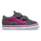 Vans Toddlers Pop Old Skool V (pewter/fuchsia Red) Kids Shoes