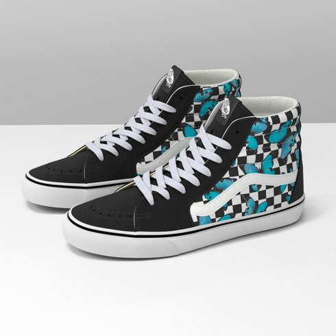 Vans Sk8-hi Shoe, Butterfly Checkerboard True White