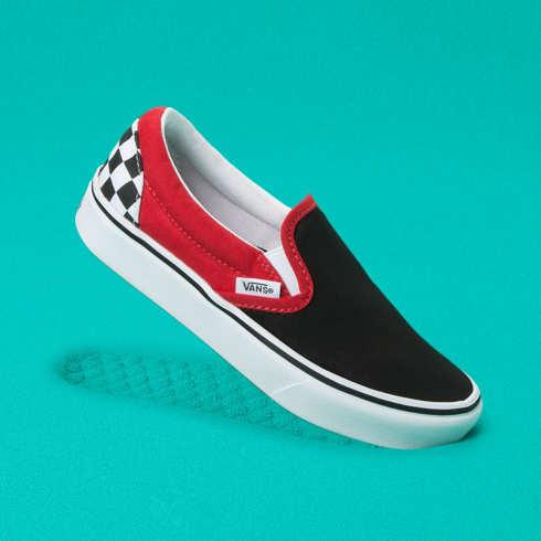 Vans Kids Checkerboard Comfycush Slip-on (black/red)