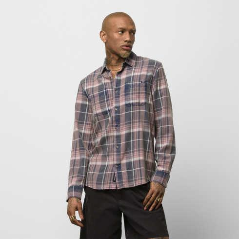 Vans Peddington Washed Flannel Buttondown Shirt (elderberry/dress Blues)