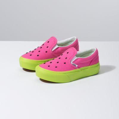 Vans Kids Watermelon Slip-on Platform (carmine Rose/lime Green)