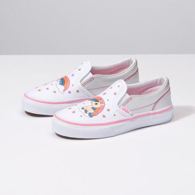 Vans Kids Unicorn Rainbow Classic Slip-on (pink Lemonade/true White)