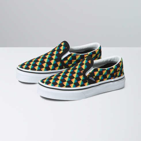Vans Kids Classic Slip-on (gradient Rainbow Check Black)