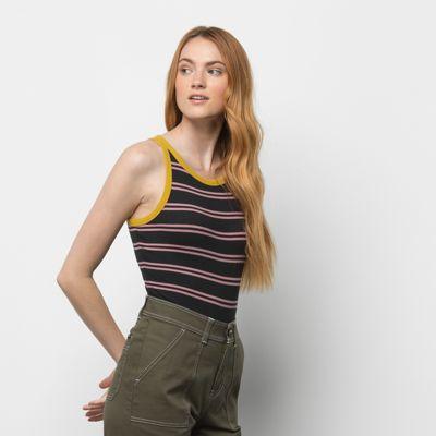 Vans Lizzie Stripe Bodysuit (black/golden Palm)