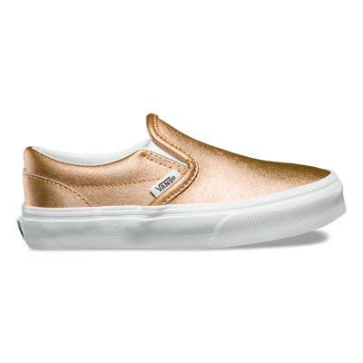 Vans Kids Metallic Leather Slip-on (light Copper)