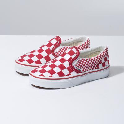 Vans Kids Mix Checker Slip-on (chili Pepper/true White)