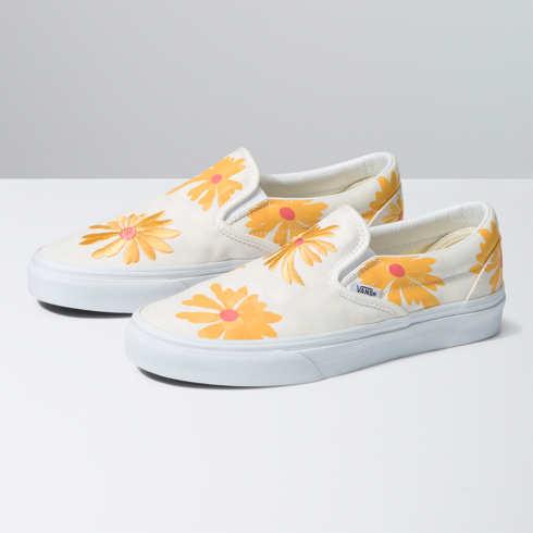 Vans Classic Slip-on (checkerboard Floral Blanc De Blanc)