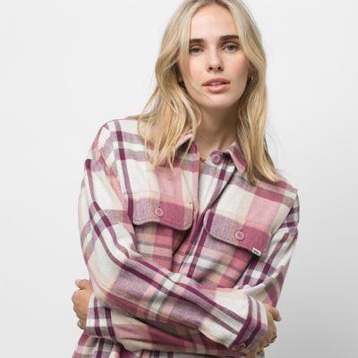 Vans Eliza Oversized Flannel Buttondown Top (grape Wine)