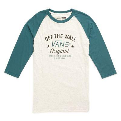 Vans Boys Preferred Raglan T-shirt (oatmeal Heather/atlantic Deep) T-shirts: Large