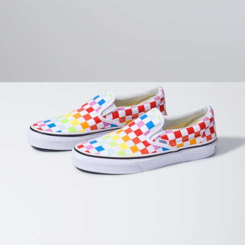 Vans Kids Checkerboard Slip-on (rainbow/true White)