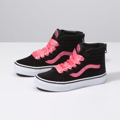 Vans Kids Satin Sk8-hi Zip (velvet Black/pink Lemonade)