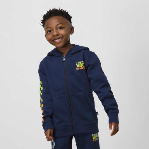 Vans Little Kids Palm Coaster Full Zip Hoodie (dress Blues)
