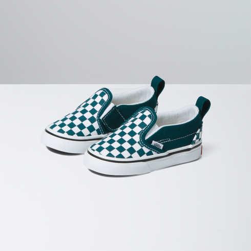 Vans Toddler Checkerboard Slip-on V (color Theory Checkerboard Deep Teal)