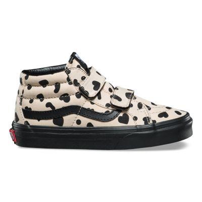 Vans Kids Cheetah Hearts Sk8-mid Reissue V (sand Dollar Black)