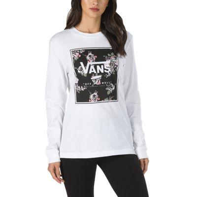 Vans Boxed Logo Floral Long Sleeve Boyfriend T-shirt (white)