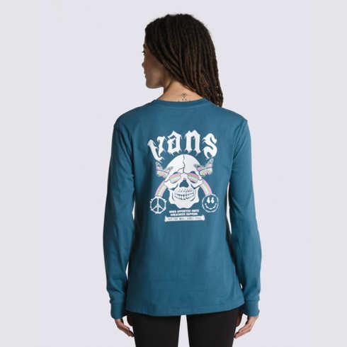 Vans Rainbow Skull Long Sleeve Bff Tee (vans Teal)