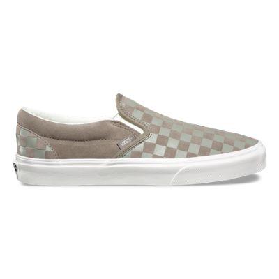 Vans Checker Emboss Slip-on (fallen Rock/blanc De Blanc)
