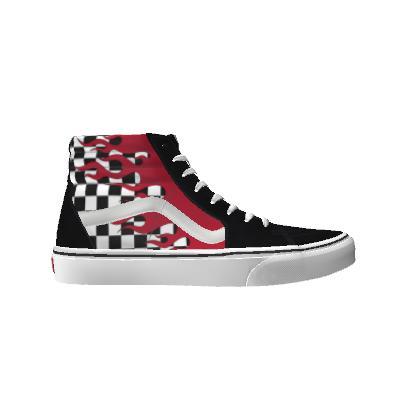 Vans Customs Red Flame Checkerboard Sk8-hi (customs)