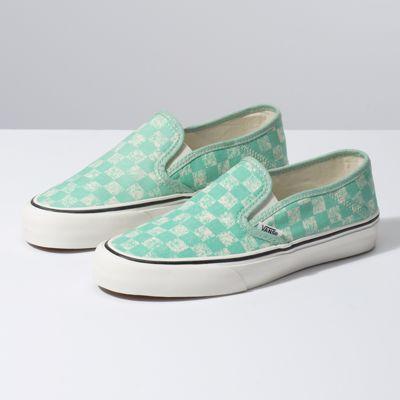 Vans Distressed Checkerboard Slip-on Sf (neptune Green)