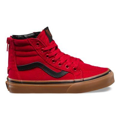 Vans Kids Gum Sk8-hi Zip (racing Red/black)