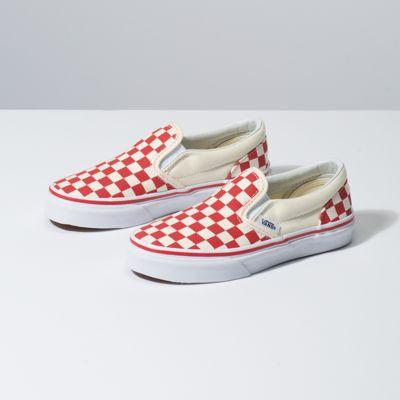 Vans Kids Primary Check Slip-on (racing Red/true White)