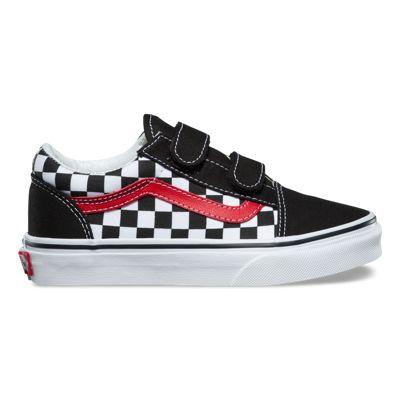 Vans Kids Checkerboard Old Skool V (black Red True White)