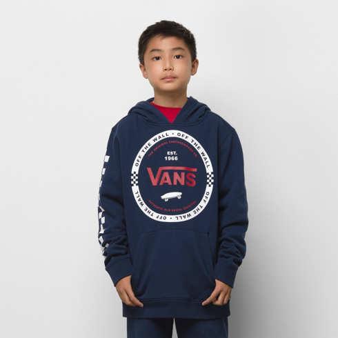 Vans Kids Logo Check Pullover Hoodie (dress Blues)