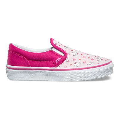 Vans Kids Ditsy Kitty Slip-on (true White Heavenly Pink Magenta)