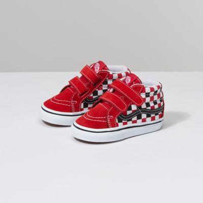 Vans Toddler Checkerboard Sk8-mid Reissue V (black/racing Red)