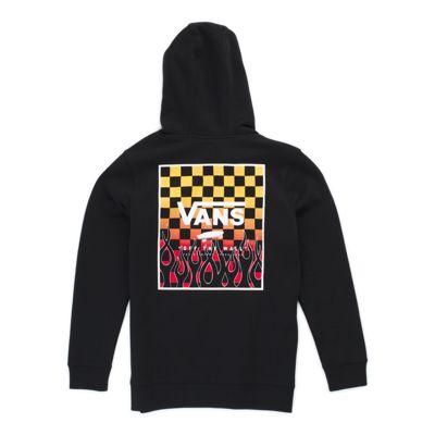 Vans Boys Print Box Back Pullover Hoodie (black/flames)
