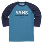 Vans Boys Luxury Goods Raglan T-shirt (blue Ashes/black Iris) T-shirts: Large