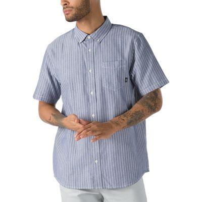Vans Houser Short Sleeve Buttondown Shirt (dress Blues Micro Stripe)