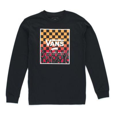 Vans Boys Print Box Long Sleeve T-shirt (black/flame Check Gradient)