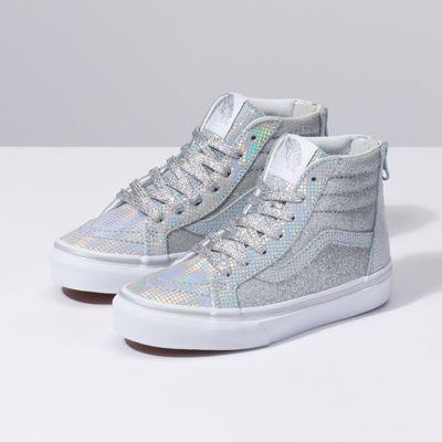 Vans Kids Metallic Glitter Sk8-hi Zip (silver)