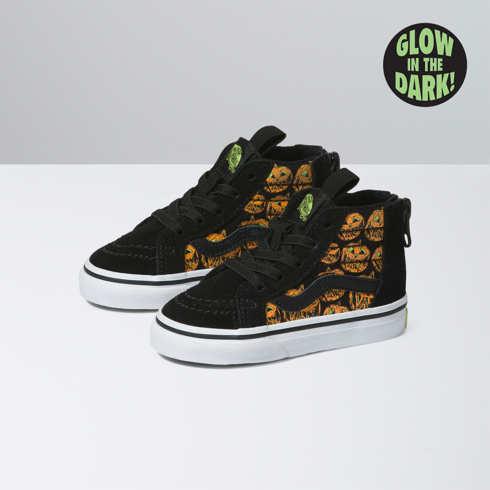 Vans Toddler Glow Pumpkin Sk8-hi Zip Shoe (white)