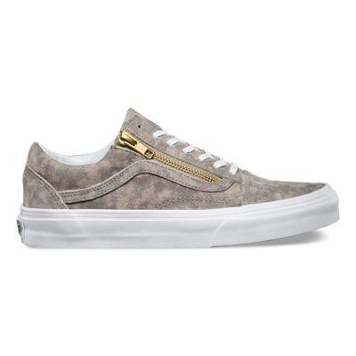 Vans Shoes Marble Suede Old Skool Zip (khaki/true White)