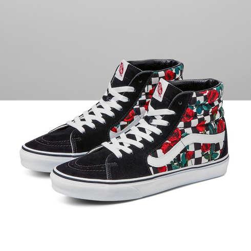 Vans Customs Checkerboard Roses Sk8-hi Wide (customs)