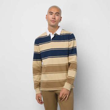Vans Franklin Stripe Long Sleeve Knit Shirt (taos Taupe/dress Blues)