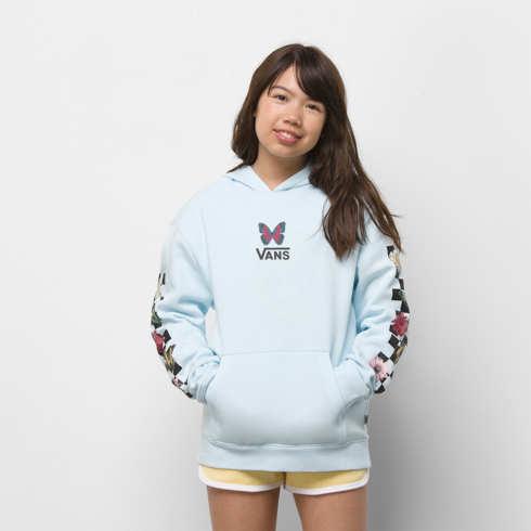 Vans Kids Butterfly Floral Bff Hoodie (delicate Blue)