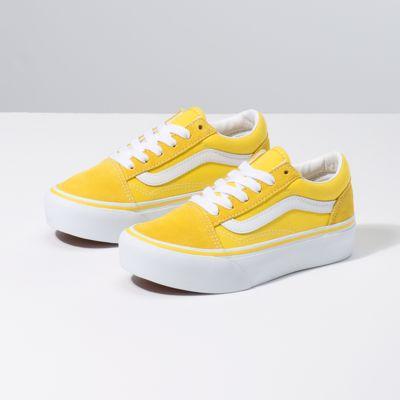 Vans Kids Old Skool Platform (vibrant Yellow/true White)