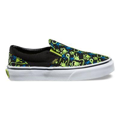 Vans Kids Glow Hands Slip-on (black/lime Punch)