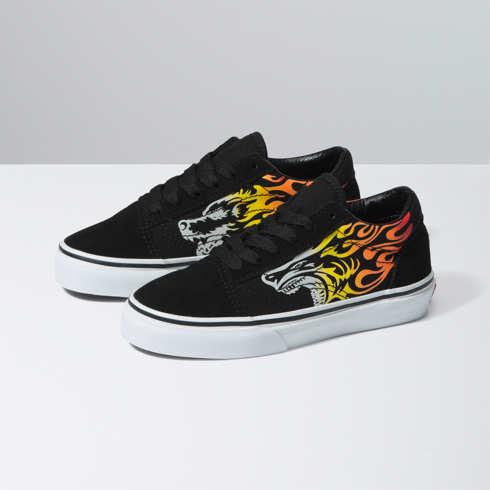 Vans Kids Old Skool (ferocious Flame Racing Red/black)