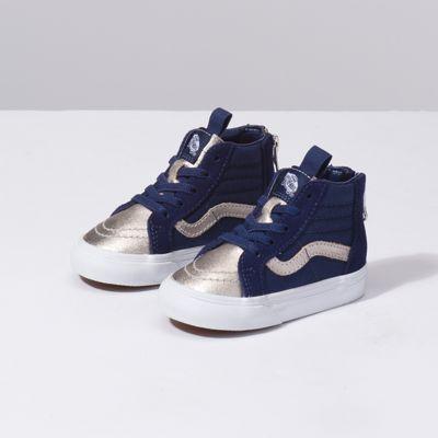Vans Toddler Metallic Toe Sk8-hi Zip (medieval Blue/silver)