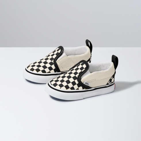 Vans Toddler Checkerboard Slip-on V Shoe (black/white)