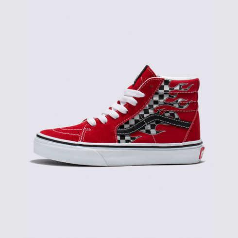 Vans Kids Reflect Check Flame Sk8-hi (racing Red)