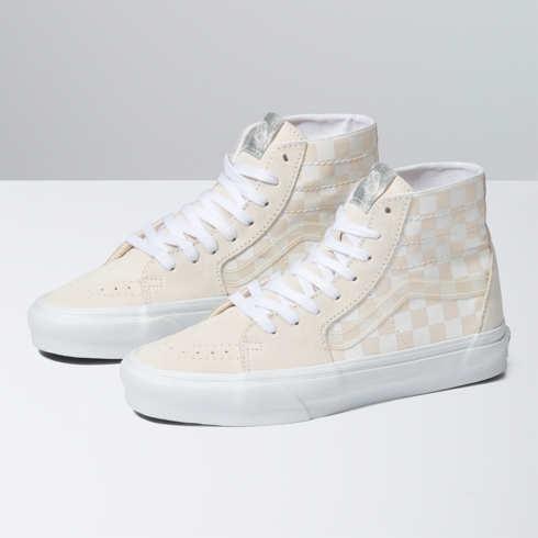 Vans Crystal Sidestripe Sk8-hi Tapered Shoe (white Checkerboard)