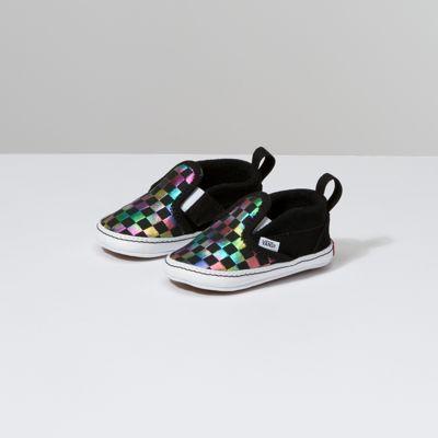 Vans Infant Iridescent Check Slip-on V Crib (black/true White)