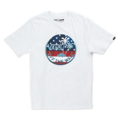 Vans Boys Dual Palm Logo Fill T-shirt (white-american Flag)